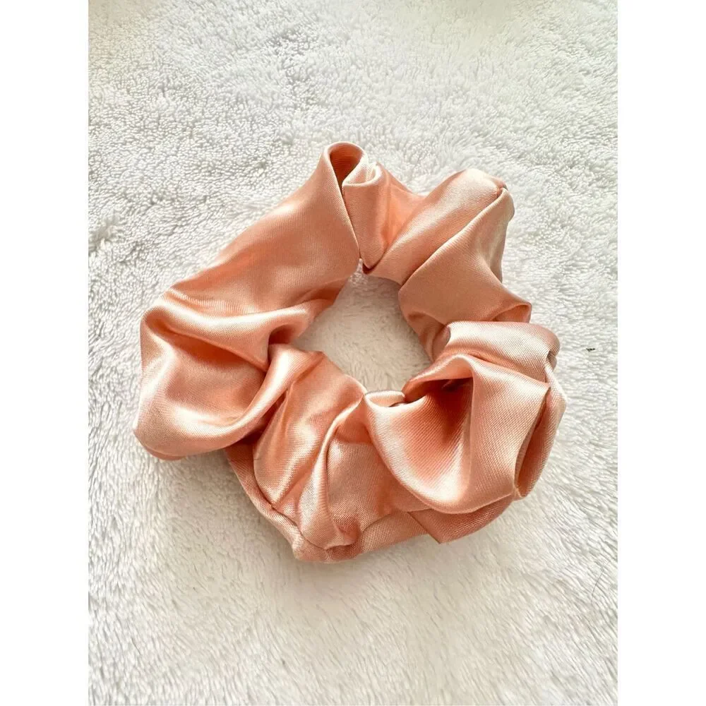 Light rose gold color satin hair scrunchie